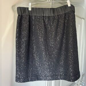 LOFT Black Sequin Skirt